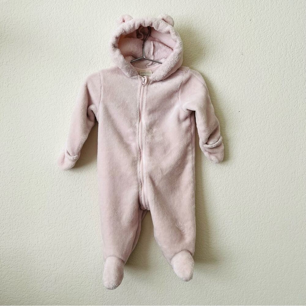 First Impressions Whisper Pink Zip Furry Bunting Footie Onesie Ear Hoodie